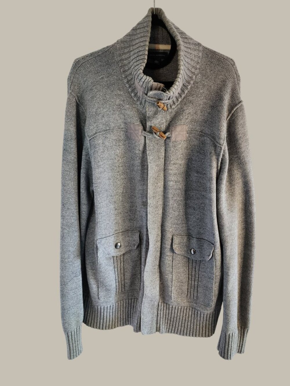 Banana Republic Cardigan with Zipper & Toggle Closures – Light Grey Melange, XL